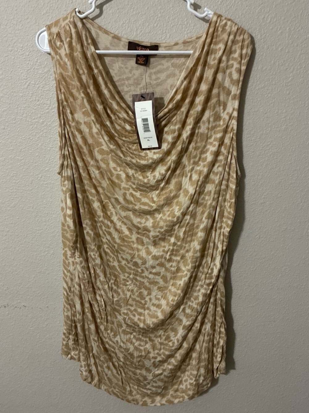 Viktor & Rolf Beige Animal-Print Draped Cowl Tank